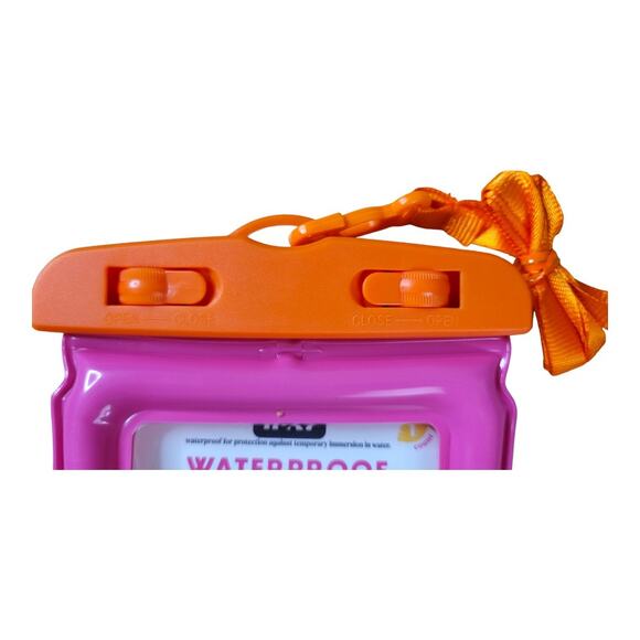 NEW IPX7 Universal Waterproof Locking Phone Case in Pink/Orange - Picture 2 of 4